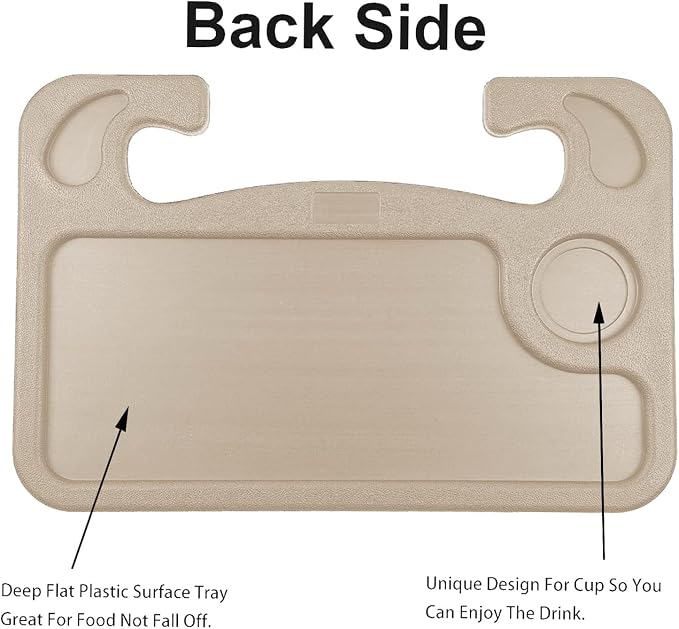 Steering Wheel Tray,Car Table Food Trays for Eating,Laptop Mount,Cars Desk for Driver,Fit Most Auto Vehicle Steering Wheels (Beige, Medium) - Image 4