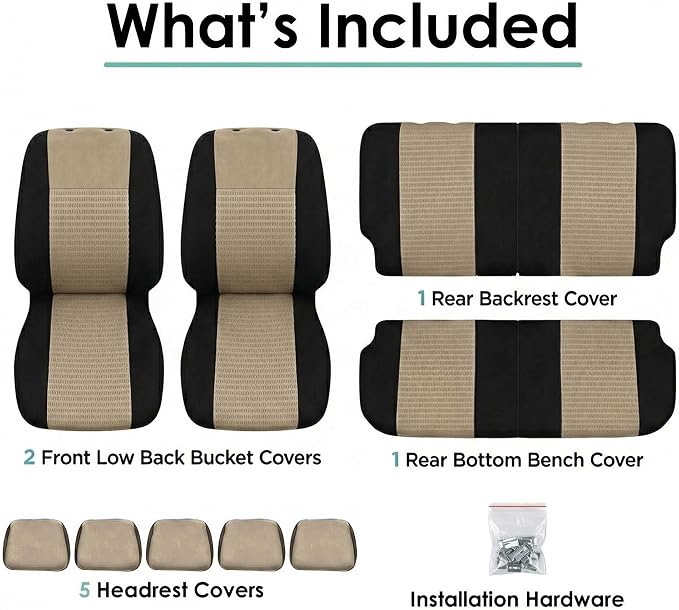FH Group Car Seat Covers Trendy Elegance Beige Full Set Automotive Seat Covers, Airbag and Split Rear Combo Non-Slip Dash Grip Pad Universal Fit Interior Accessories Cars Trucks SUV Car Accessories - Image 7