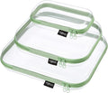 YQBRAO Clear Hard Shell Organizer Cases, 3-Pack, Green | Large, medium & small rigid PET organizers for home, travel, crafts and everyday organization by Unknown
