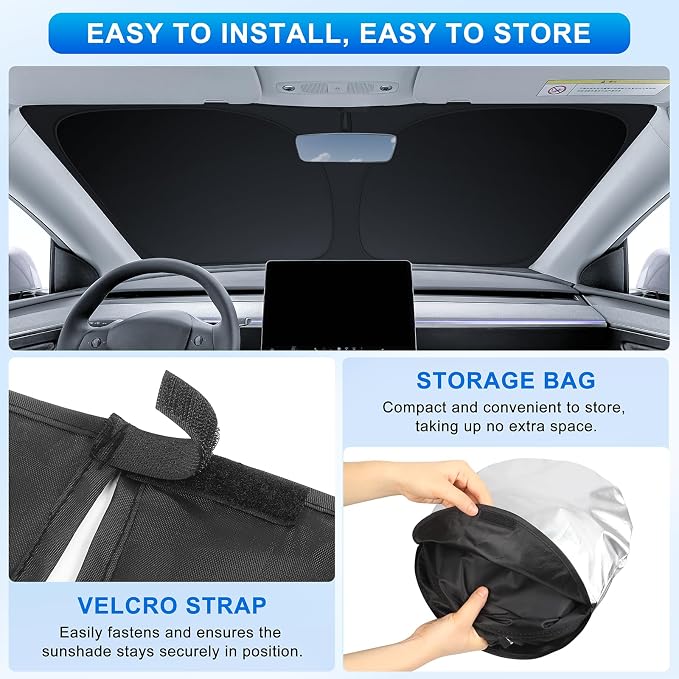 INSAUTO Custom Fit Windshield Sun Shade for Chevrolet Camaro 2016-2024 | Foldable Front Window Sunshade Car Accessories, UV & Heat Reflector, Keeps Interior Cool, Includes Storage Bag - Image 4