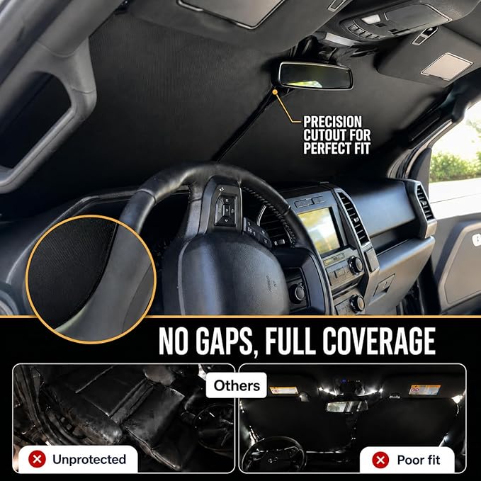 Large Windshield Sun Shade for Mazda CX 90 2024-2026, 7-Layer Heavy-Duty & Blocks UV Rays, 3D Scanned Custom Fit, Keep Interior Cooler, Easy Storage & Foldable SUV Accessories, No Sagging - Image 3