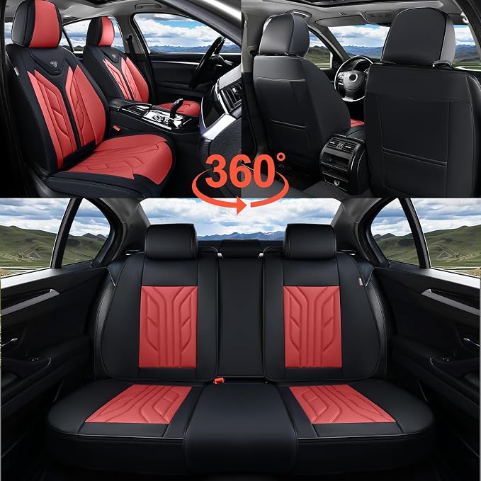 Coverado Seat Covers, Car Seat Covers Front Seats, Leather Seat Covers for Cars, Automotive Seat Covers Car Seat Protector Car Seat Cushion Universal Fit for Most Sedans SUV Pick-up Truck(Burgundy) - Image 8