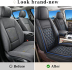 Coverado Ram Seat Covers Full Set, Waterproof Ram 1500 Seat Cover Compatible with 2002-2026 Dodge RAM 1500 2500 3500 Crew Quad Cab with Curved Bench, Black&Blue line - Image 3