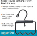 Heavy Duty Car Hanger for Clothes, Dry Cleaning and Garment Bags | High Road's Solid Steel Car Clothes Hanger Holds 12 Garments, Bottom Hooks Keep Hangers in Place, Easy Carry Handle - Image 3