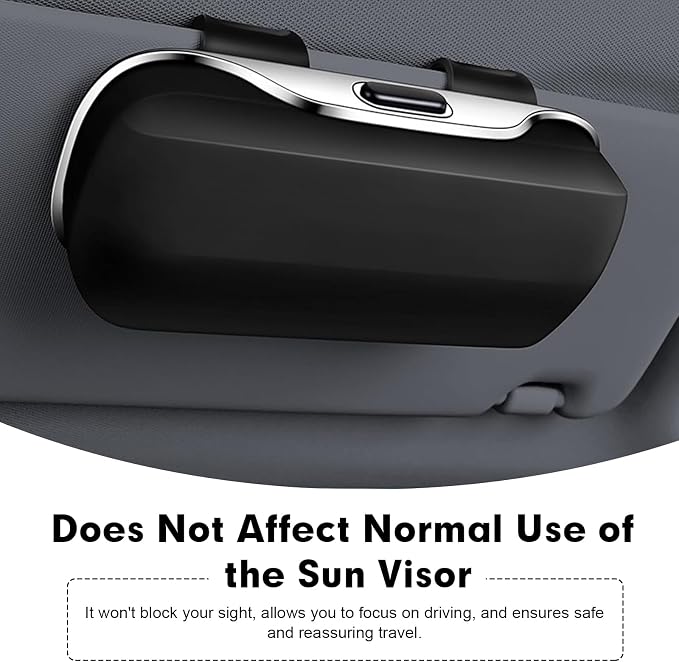Car Visor Sunglass Holder, Multifunctional Sunglass Holder for Car with Clips, Universal Sun Visor Storage Accessories, for Most Car, SUVs, Trucks (Black) - Image 7
