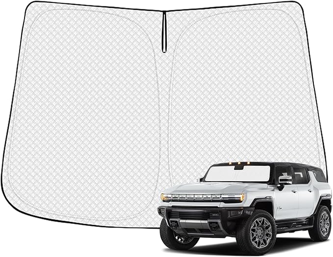 Canvcle Windshield Sun Shade for 2022-2025 2026 GMC Hummer EV Accessories Thicken 6-Layer Front Window Sunshade Cover Sun Visor Protector Foldable Block UV Rays Keep Vehicle Cool by Canvcle