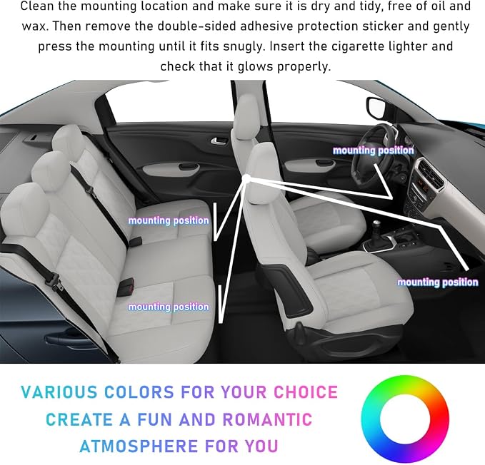 Ohleats Car LED Strip Light, 48 LED RGB Auto Interior Atmosphere Lights, Cigarette Lighter Under Dash Ambient Night Light, Interior Lamp Lighting Kit (Orange, Cigarette Lighter) - Image 6