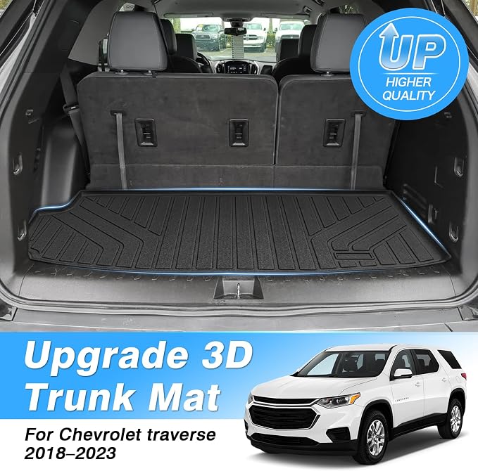 Powerty Trunk Mat for Chevrolet Chevy Traverse 2018-2023, All Weather TPE Cargo Mat Liner for Traverse Rear Trunk - Image 8