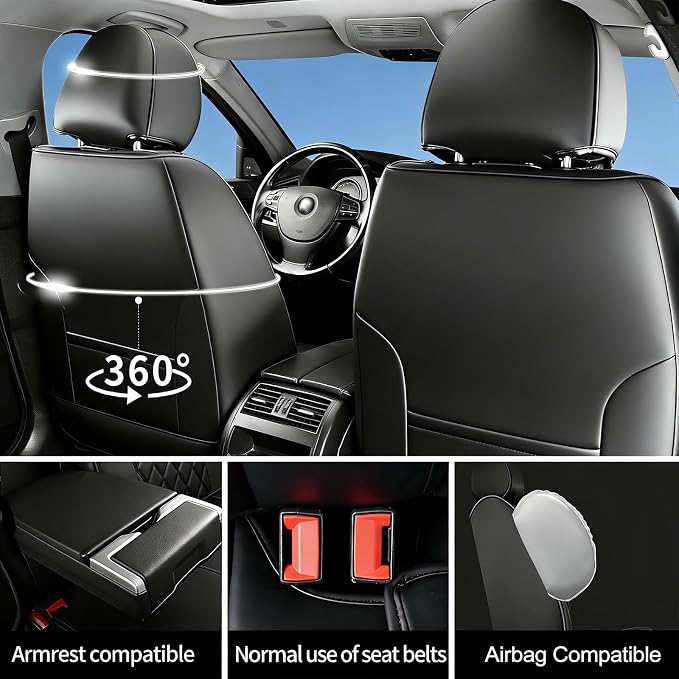for Subaru Outback 2007-2026 Car Seat Covers, Full Set, Red | Luxury Full Coverage Leather Seat Protectors, Waterproof Breathable, Non-Slip, Easy to Install, Airbag Compatible, All-Season - Image 5
