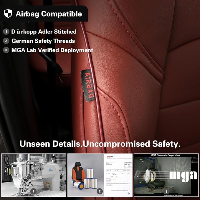 EKR Rav4 Seat Covers Custom Fit for Toyota Rav4 (Hybrid) Woodland/Limited 2026, Leather Car Seat Cover Full Set for SUV,Faux Leather(Burgundy) - Image 4