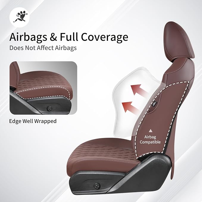 Huidasource Custom Fit RAV4 (Gas Only) Front Seat Covers, Coffee Waterproof Faux Leather Full-Coverage for 2019-2024 Toyota RAV4 LE/XLE & XLE Premium/Limited (Does Not Fit Adventure and TRD Off-Road) - Image 3