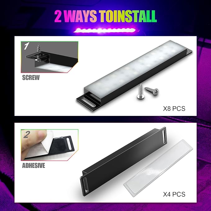 YiLaie LED Car Lights Interior Multcolor Lights for Trucks USB DC 5V | LED Lights for Car Accessories Inside with APP Control Music Sync Footwell Lighting - Image 7
