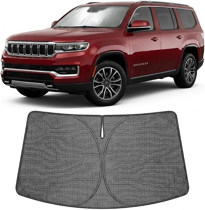 Proadsy Custom Fit Car Windshield Sun Shade for 2022-2026 Jeep Wagoneer | Ice Crystal Micro-Refraction Blocks 99% UV, Drops Cabin Temp 54°F. Foldable Full Coverage for Summer Parking/Camping Privacy by Proadsy