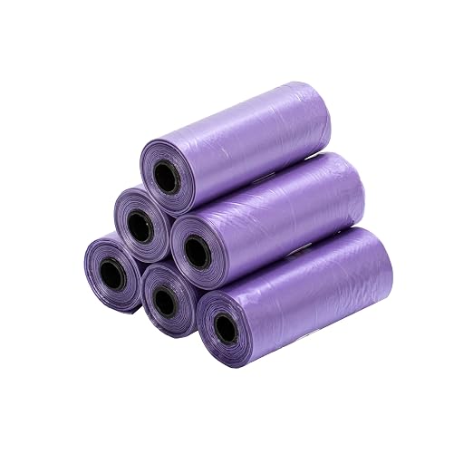 Ginsco 0.8 Gallons Disposable Trash Bags for Mini Car Trash Can, Portable Small Car Garbage Bags, Cars Accessories, Mini Trash Bags, Plastic Trash Bag for Cars/Home/Office (6 Rolls/90 Counts) Purple by Ginsco