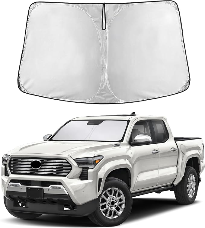 EcoNour Windshield Sunshade Compatible for Toyota Tacoma 2024 2025 2026 | Sun Visor for Front Windshield & Window Sun Shade Cover, UV Heat Blocker & Protector, Car Accessories by EcoNour