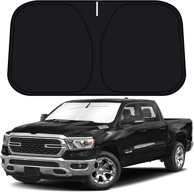 D-Lumina for 2019-2024 2025 Dodge RAM 1500 Windshield Sun Shade, Front Window Sunshade Sun Visor Protector Fit RAM 1500 CrewCab, MegaCab Pickup, 2Dr RegularCab, 4Dr QuadCab, Sun Shield Blocks UV Rays by D-Lumina