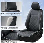 Coverado Tacoma Seat Covers Full Set, Faux Leather Seat Covers Custom Fit for 2016-2023 Toyota Tacoma Double/Crew Cab Base Prerunner SR5 Limited TRD Sport Interior Covers (White Line) - Image 3
