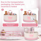 Aliceset Large Baby Diaper Caddy for Girl Boy Rope Nursery Storage Bin Basket Portable Holder Tote Bag for Changing Table Car Travel Baby Shower Gifts Newborn Essentials Registry Must Have(Pink Heart) - Image 6