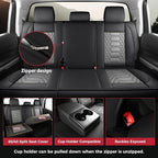 FREESOO Custom Leather for Toyota Tundra Seat Covers 2007-2013 Crewmax Cab | Fit for Crewmax Cab 5 Seats, Full Set, 60/40 Split Bench, Faux Leather, for Truck Toyota Tundra Accessories, BlackGrey - Image 4