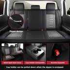 FREESOO Custom Leather for Toyota Tundra Seat Covers 2014-2021 Crewmax Cab | Custom Fit, Full Set, 60/40 Split Bench, Waterproof Faux Leather, for Truck Toyota Tundra Accessories, BlackGrey - Image 4