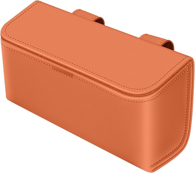 Universal Car Sunglasses Holder for Sun Visor, Premium Magnetic Leather Eyeglass Hanger Clip & Visor Organizer, Large Capacity Car Interior Accessories Fit for Women Men Orange by KLAKEY