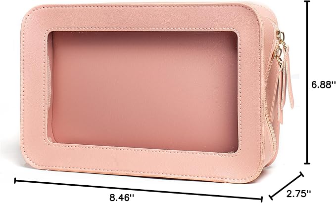 Clear Toiletry Bag, Portable Travel Makeup Pouch with Zipper, TSA Approved Organizer, PVC Cosmetic for Airport Airline Compliant Pink Car Accessories for Women (Pink) - Image 10