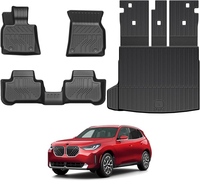 Floor Mats for 2025 2026 BMW X3 Accessories | Full-Coverage Mats Set with Integrated Cargo Liner & Backrest Mat, Odorless & Durable, All-Weather Protection, 3D Laser Fit by GALVAGNITE