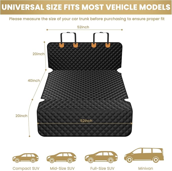 BONTHEE Waterproof SUV Dog Cargo Liner Mat - Heavy Duty Pet Seat Cover for SUV Sedan Van, Non-Slip Back Trunk Protector with Bumper Guard, Large Universal Fit (Black) - Image 3