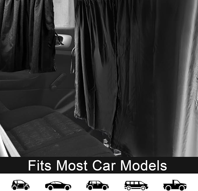 Set of 3 Privacy Curtains for Car, SUV, Van - Includes 1 Rear Seat Divider & 2 Side Windows Divider Curtains for Camping & Sleeping - Image 8