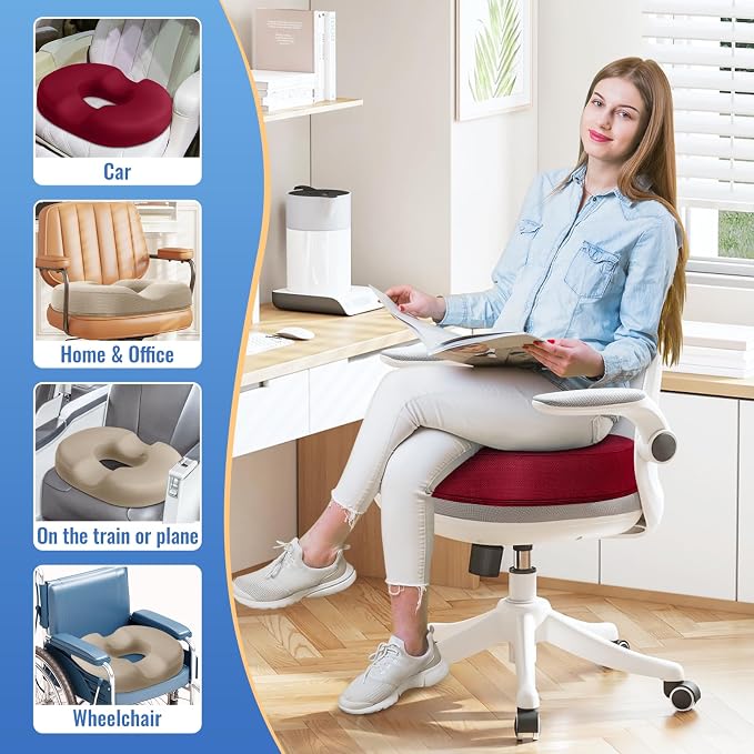 CloudBliss Donut Pillow Stadium Seat Cushion for Tailbone Pain Relief and Hemorrhoids, Memory Foam Seat Chair Cushion, Portable Seat Cushions for Bleachers, Car, Home & Office - Image 6