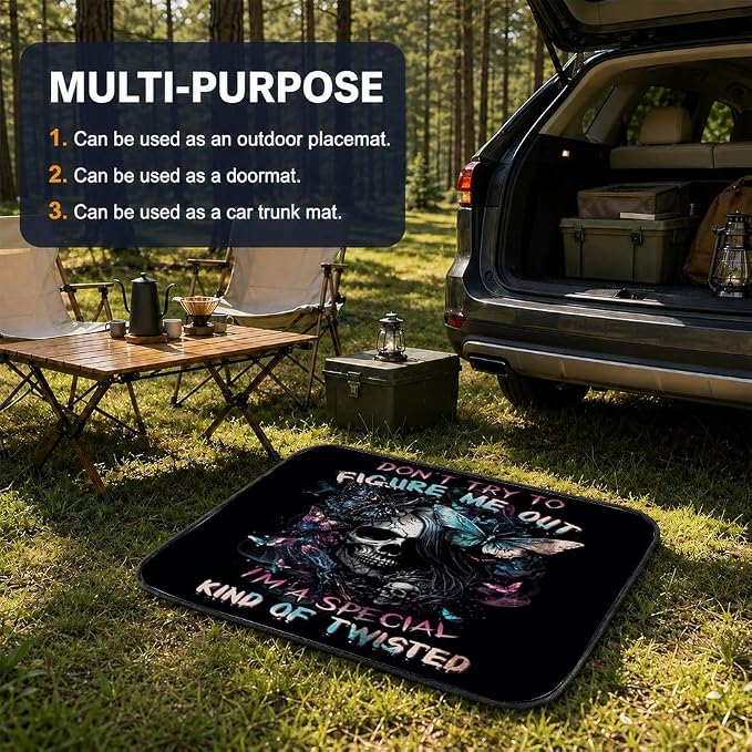 Car Trunk Mat for SUV, 29"x39" Halloween Gothic Skull Cargo Liner Protector | All Weather Universal Cargo Liners for Dogs, Car Accessory for SUVs/Sedan/Wagons, Durable Non-Slip Washable Rear Cargo Mat - Image 5