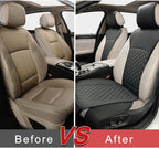 BEITK 2 Pack Leather Front Car Seat Covers with Side Wrap Black | PU Leather, Waterproof, Scratch-resistant, Universal Fit for Cars Trucks SUV, Easy to Install - Image 5