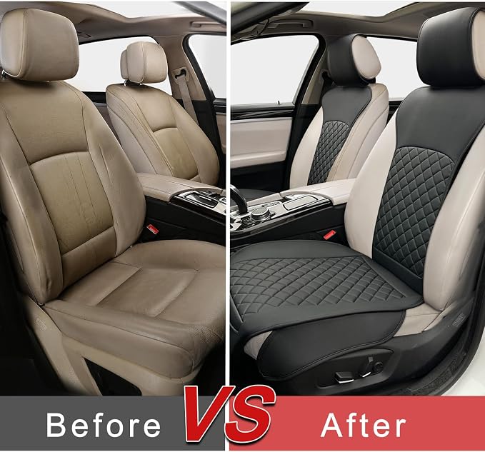 BEITK 2 Pack Leather Front Car Seat Covers with Side Wrap Black | PU Leather, Waterproof, Scratch-resistant, Universal Fit for Cars Trucks SUV, Easy to Install - Image 5