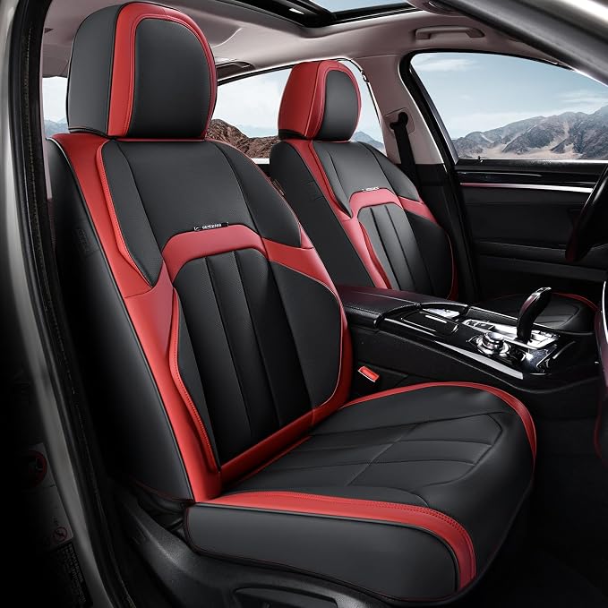 Coverado Nappa Leather Car Seat Covers Front Set, Luxury Waterproof Seat Protectors, Airbag Compatible Anti‑Slip Auto Seat Covers, Universal Fit for Most Cars SUVs Trucks Pickup Vehicles by COVERADOAUTO