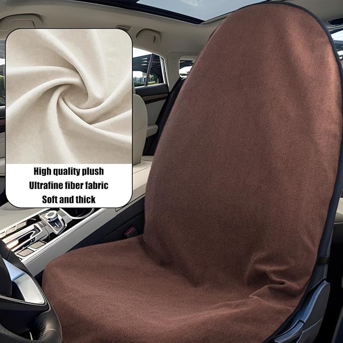 Mandark Waterproof Towel Car Seat Cover, Sweatproof Non Slip Bucket Carseat, Machine Washable Vehicle Bucket Frontseat Protector Accessories, Universal for SUV, Sedan, Truck(Brown) - Image 3