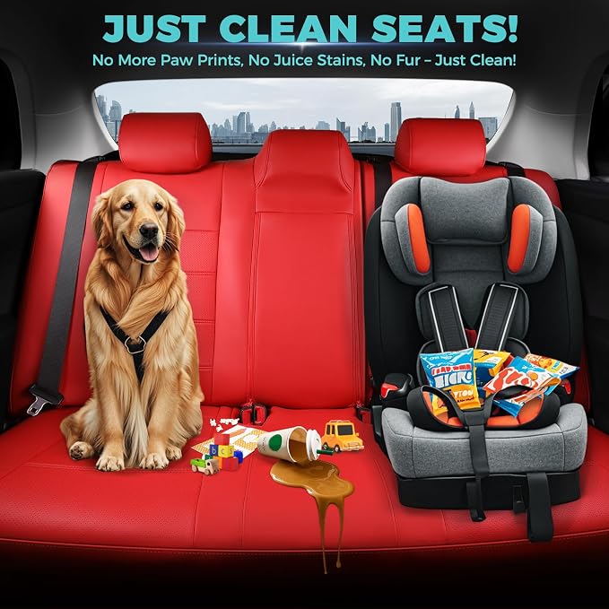 Custom Seat Covers for Toyota Camry 2012-2017, Red | Only Fit for Camry L/LE/XLE 2012-2017, Not for Hybrid, Full Coverage, Faux Leather, Protective, Scratch-resistant, Easy-clean - Image 6