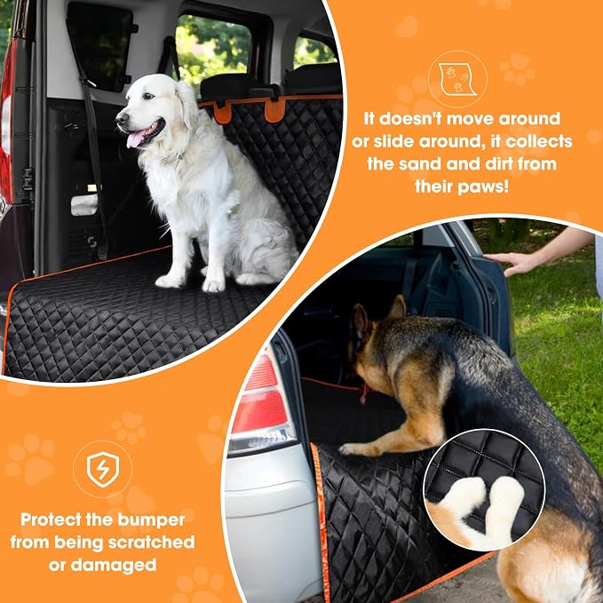 MIXJOY SUV Cargo Liner for Dogs, Waterproof Cargo Liner for SUV, Pet Dog Cargo Cover Mat with Bumper Flap Protector, Nonslip Car Trunk Mat for Sedans Vans, Universal Fit (90" L x 55" W) - Image 6