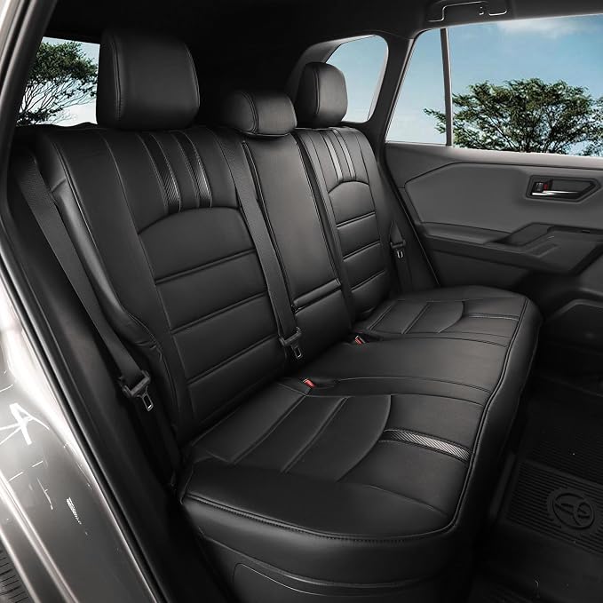 Faux Leather Seat Covers for 2022-2026 Toyota Corolla Cross,Non-Hybrid | Full Set Suv Seat Cushion for Corolla Cross L/XLE/LE,Luxury Waterproof Car Seat Protector,Factory Look,Black-Carbon - Image 4