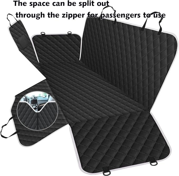 Meolsaek Back Seat Cover for Dogs,Zipper Hammock Car Seat Protector(Black) | 600D oxford fabric,Zippered side flaps,No-smell car seat cover for back seat as hammock, trunk liner or camping mat - Image 2