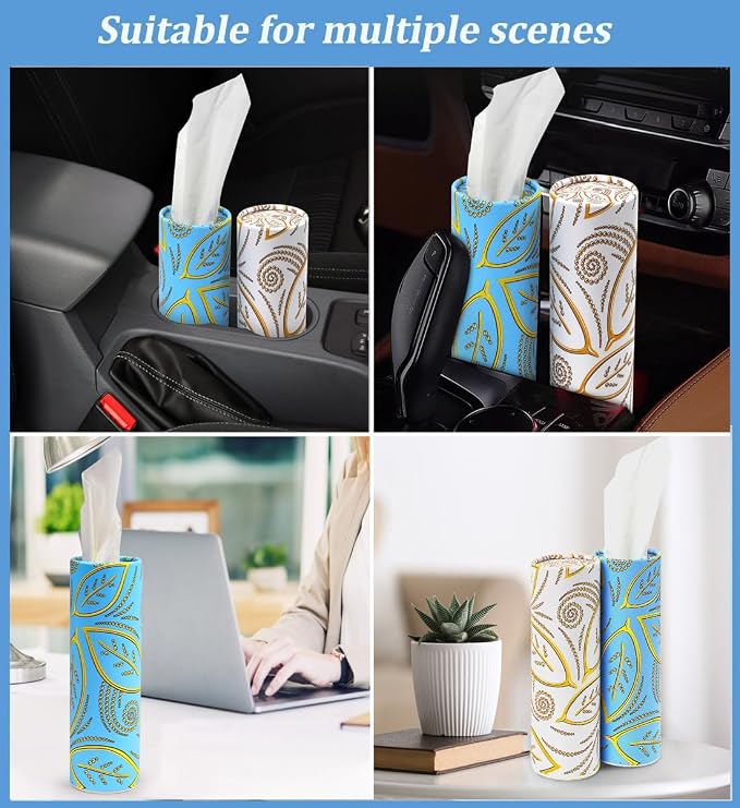 Refillable Car Tissue Holder Dispenser, Facial Tissue Travel Packs | Napkins Holder Refill, Round Tissue Box Organizer with 9 Packs Tissues Auto Travel Car Tissues Refills, 3-Ply Soft 270 Sheets - Image 2