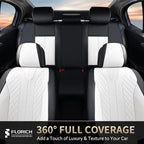 FLORICH Seat Covers Full Set Luxury Faux Leather Front and Rear Car Seat Cover Waterproof Automotive Seat Covers 5 Seats Car Seat Protector Universal Fit for Most Cars SUV Trucks, Black&White - Image 7