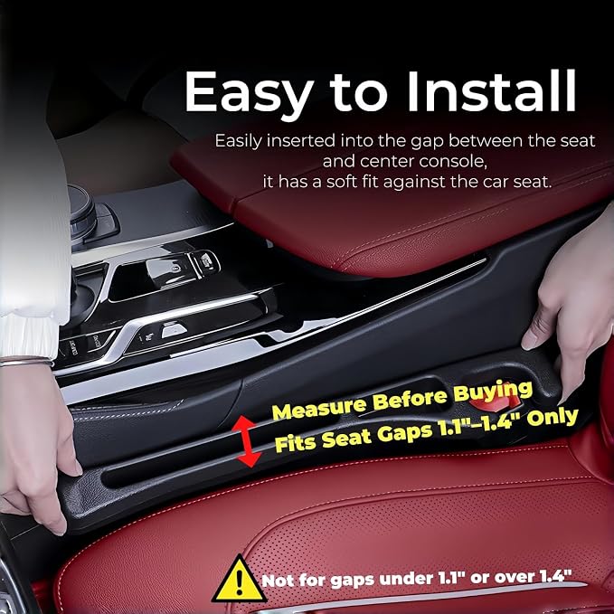 EnzeroTools Car Seat Gap Filler, 2-Pack No-Drop Seat Side Gap Seam Filler Organizer with Phone Holder, Universal Fit Fill The Gap Between Seat & Console, Perfect for Car, SUV, Truck - Image 2