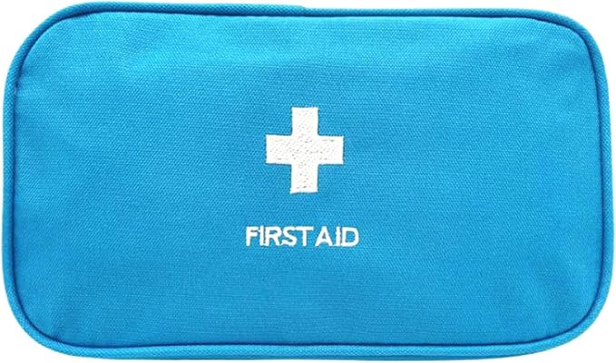 Red First Aid Bag Empty Travel Rescue Pouch First Responder Storage Medicine Emergency Bag for Car Home Office Kitchen Sport Outdoors (Blue with Handle) by Jipemtra