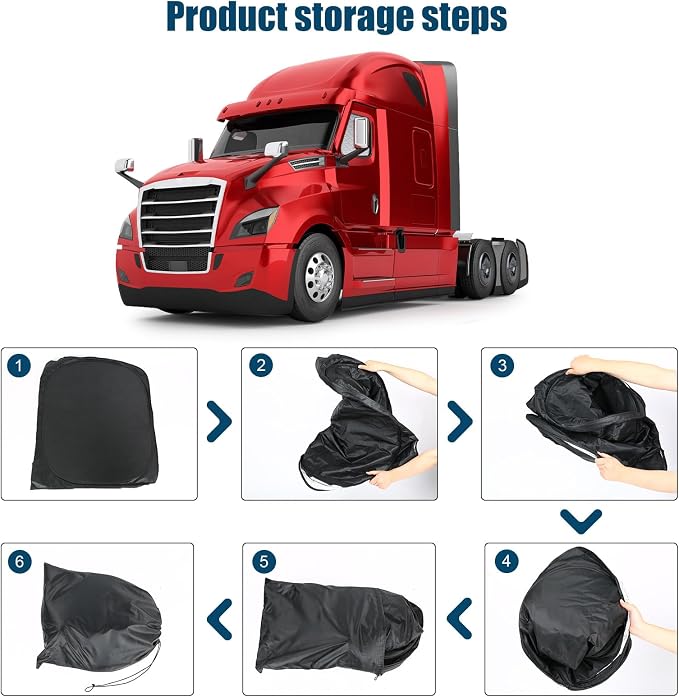 2 Pcs Side Window Sun Shade for Freightliner Cascadia 18-26 | Fits Cascadia Semi Truck Day Cab & Sleeper, 6-Layer 210T Reflective Heat Blocker, Blackout Privacy Cover, Foldable - Image 9