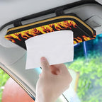 Biyejit Car Tissue Holder, Fire Flame PU Leather Hanging Paper Towel Box, Auto Napkin Holder Cover Paper Tissue Dispenser for Sun Visor & Backseat Vehicle - Image 3