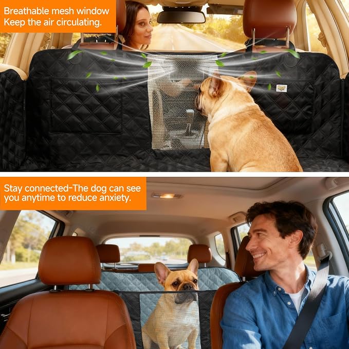 PETTALK Deluxe 2 Sided Dog Car Cover for Back Seat,Waterproof Protector | Hammock Cover Double Comfort 4 Season,Durable Heavy Duty,Anti Scratch,Non-Slip,Odorless,Car SUV Truck,Dog Seat Belt Included - Image 8