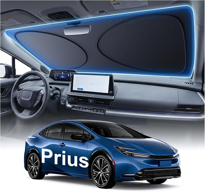 2026 Upgraded Windshield Sun Shade for Toyota Prius [Precision Custom Fit, Superior UV & Heat Block] Cooling Tech Fabric, Durable Foldable with Storage Bag, Fits 2001-2026 by Unknown