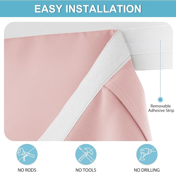 RYB HOME Blackout Door Curtain for Patio Front Tricia French Door Window | Thermal Insulated, Self Adhesive, Privacy, For Patio Kitchen Front Entry Front Back Door Glass Window, W30 x L69, 1 Panel - Image 2