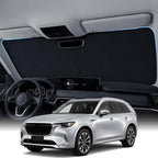 Large Windshield Sun Shade for Mazda CX 90 2024-2026, 7-Layer Heavy-Duty & Blocks UV Rays, 3D Scanned Custom Fit, Keep Interior Cooler, Easy Storage & Foldable SUV Accessories, No Sagging by Zanch