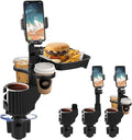 Car Cup Holder Tray - 5 in 1 Adjustable Car Cup Holder Expander with Food Tray Table and Phone Mount for All Purpose, Automotive Essentials for Driver and Front Passenger by Figtacico